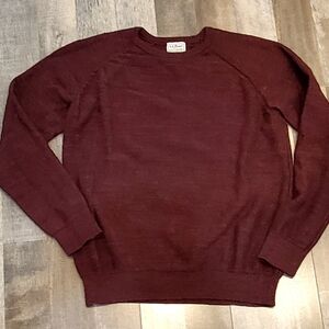 L.L. Bean Textured Organic Cotton Maroon Crewneck Sweater Pullover, Med. EUC